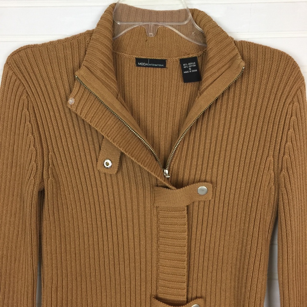 MODA Intl Brown Long Sleeve Sweater size S